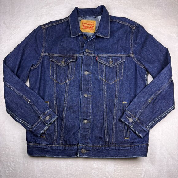 Levi Other - Levi Trucker Jean Jacket Dark Wash Denim Men's XL Grunge